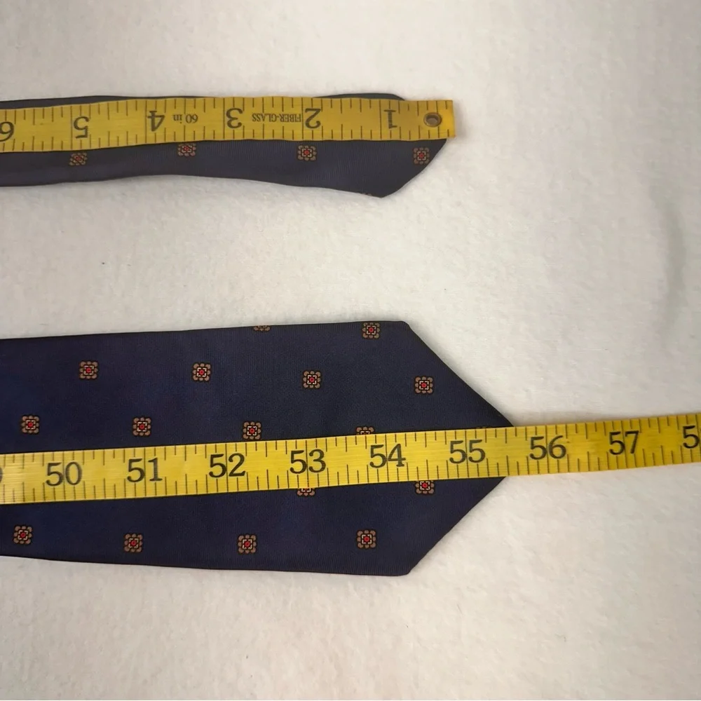 Lazarus Vintage Men's Tie Silk Blue Geometric Necktie Classic Office USA Made